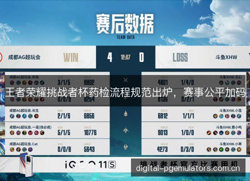王者荣耀挑战者杯药检流程规范出炉，赛事公平加码